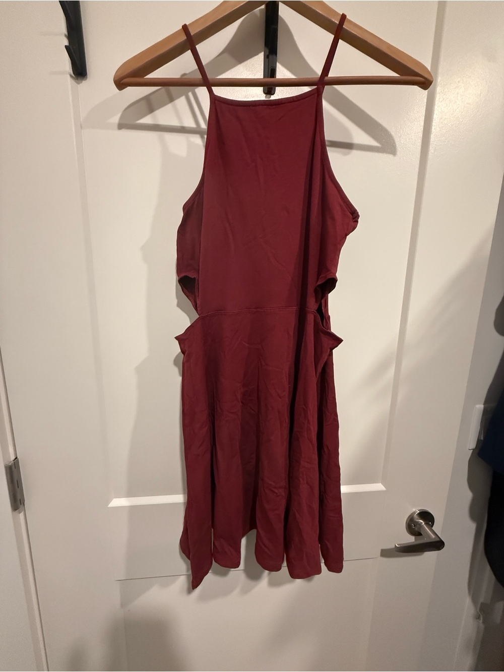 Women's Sleeveless Spaghetti Strap Dress in Burgundy